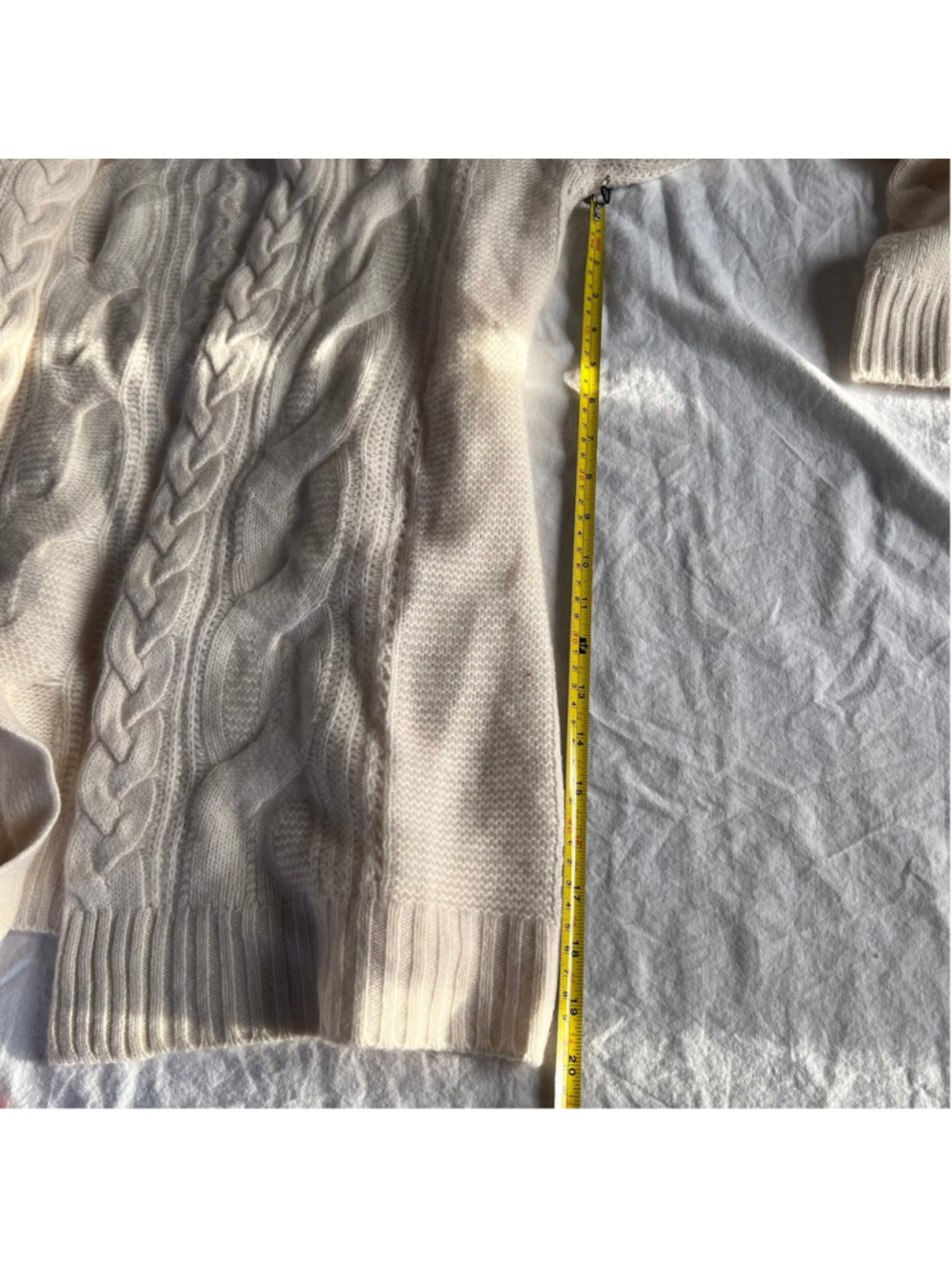 NWT Rachel Zoe Cream 100% 2-Ply Cashmere Cable Knit Belted Cardigan Sweater S - Picture 11 of 13